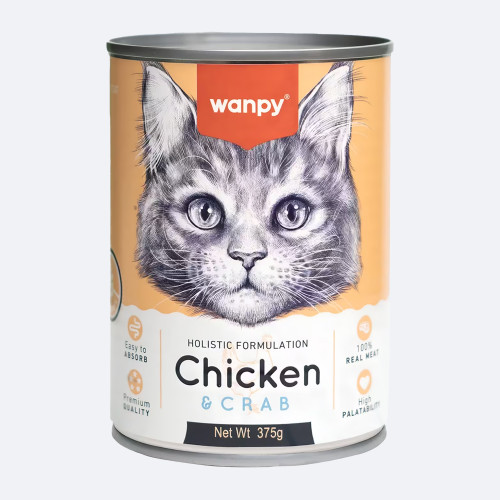 کنسرو گربه ونپی (wanpy) با طعم مرغ و خرچنگ